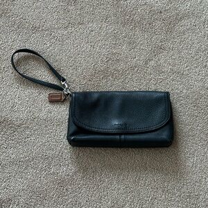 Coach like new black clutch card slots, wristlet or strap 9X5X2 inches